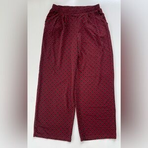 Garnet Hill Women's Burgundy Red Patterned Pull On Pants Relaxed Fit Medium